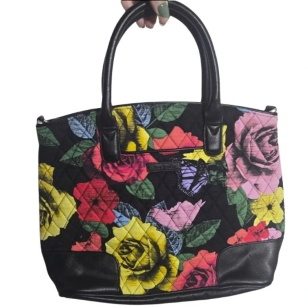 Vera Bradley Day‎ Off Satchel Havana Rose Crossbody Purse Bag Floral Butterfly